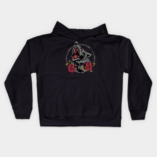 wild wolf and rose Kids Hoodie